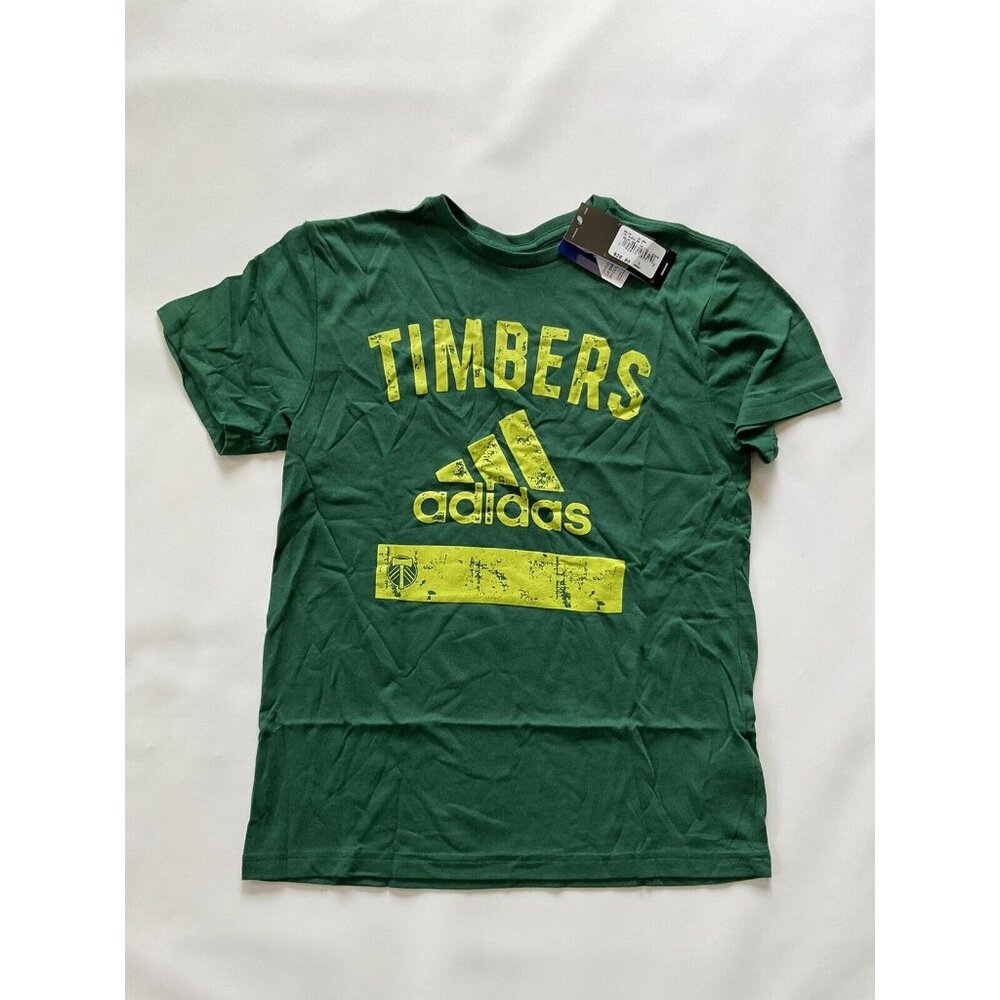 $28 Adidas Men’s MLS Timbers Short Sleeves T-Shirt Slim Fit In Dark Green Size S